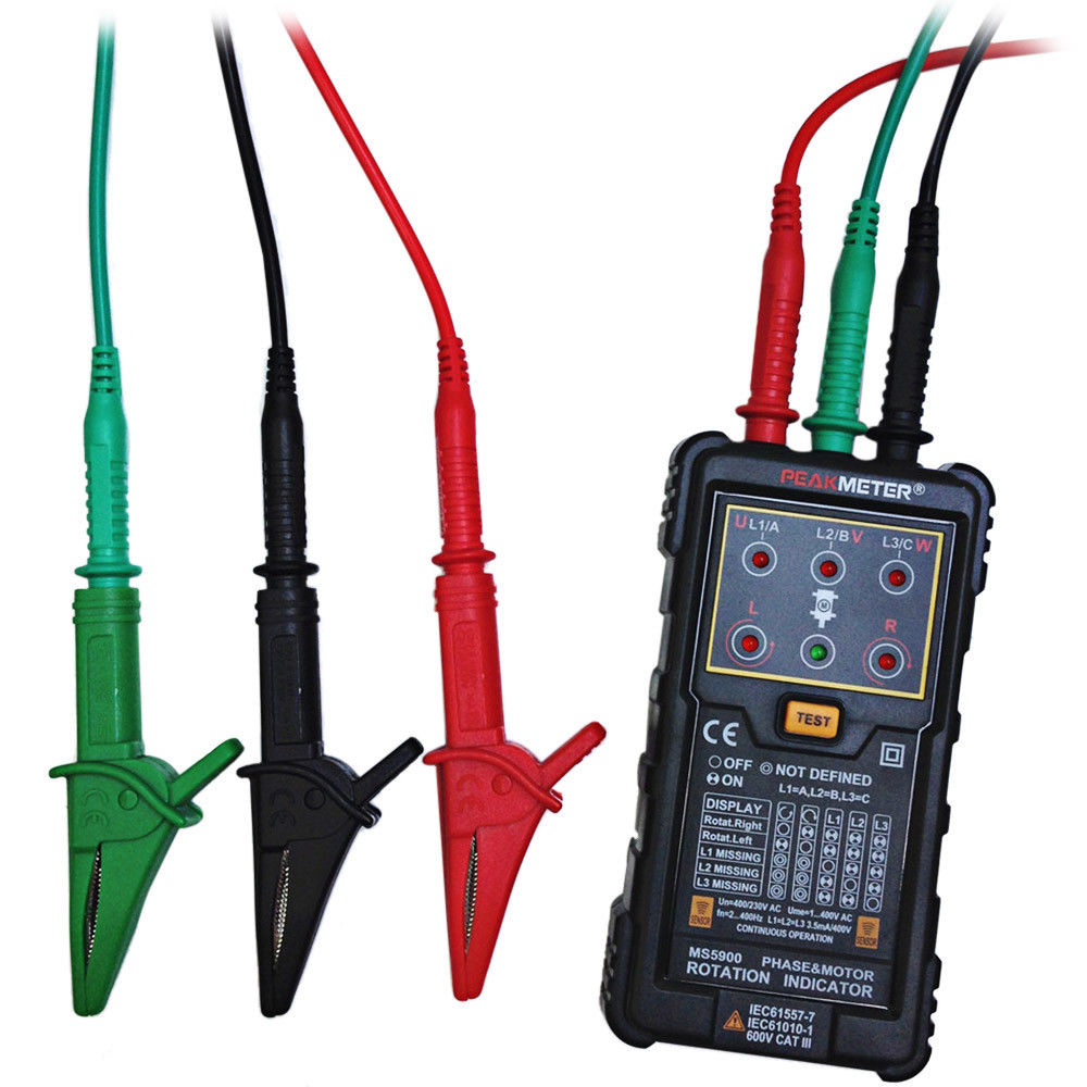 Details about   PEAKMETER PM5900 Portable Handheld Three-Phase Motor Rotation Indicator Tester 