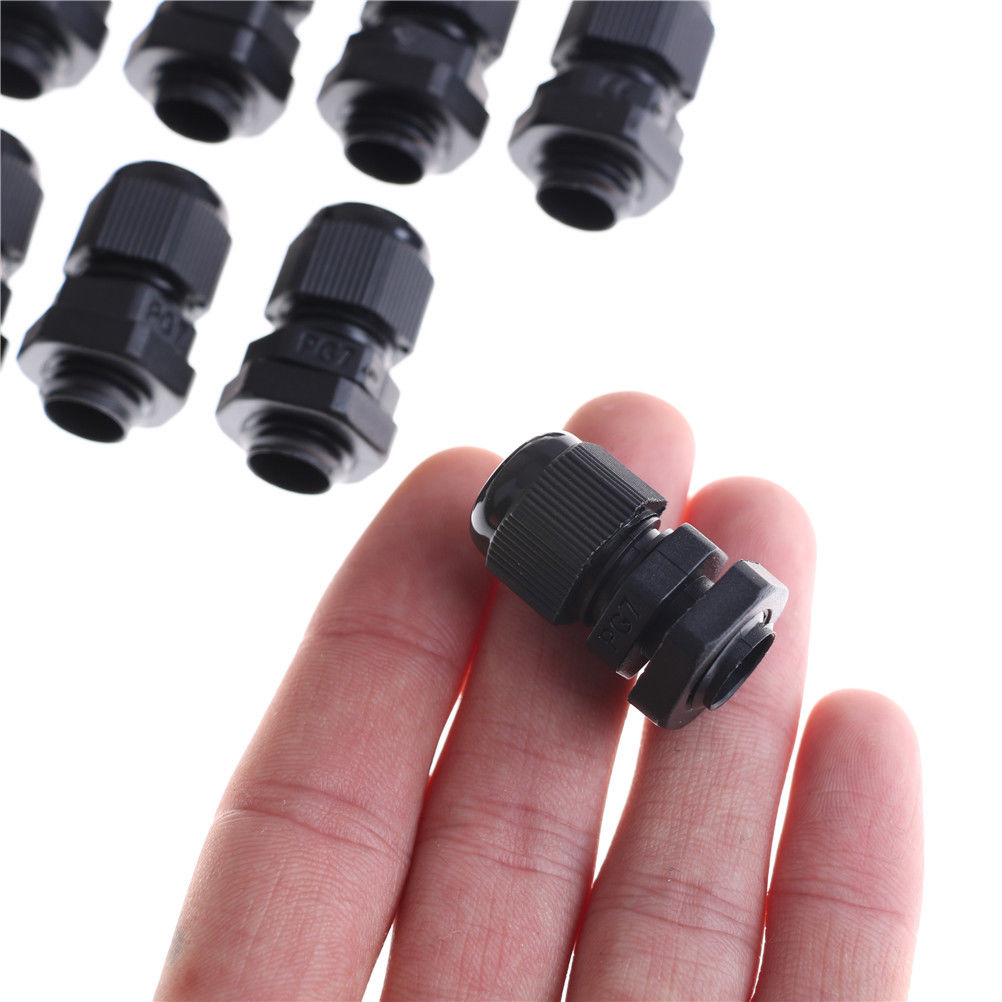 5 Pack PG7 Cable Gland Black Nylon Waterproof Strain Relief Cord Grip 3.5-6mm
