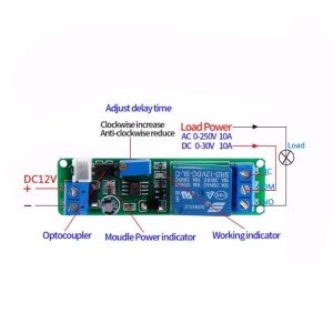 12V DC Delay OFF Switch Timing Timer Time Relay Module 1~10s Trigger Button - Image 2
