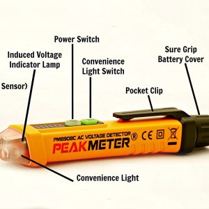 PEAKMETER AC 12V-1000V Non-contact Voltage Detector Tester+LED Torch PM8908C - Image 8