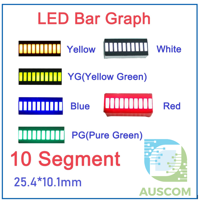 10 Segment Digital LED Bar Graph Display Ultra Bright Red Blue Green Yellow NEW